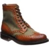 Exmoor Tweed Rubber-soled Brogue Boots -Fashion Shoe Shop herring exmoor in moorland green tweed and chestnut calf 1