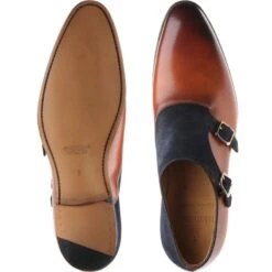 Faversham Double Monk Shoes -Fashion Shoe Shop herring faversham in chestnut and navy 3