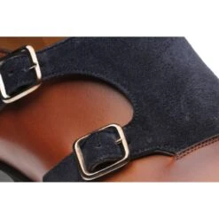 Faversham Double Monk Shoes -Fashion Shoe Shop herring faversham in chestnut and navy 4