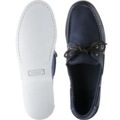 Fowey Rubber-soled Deck Shoes -Fashion Shoe Shop herring fowey in navy 3