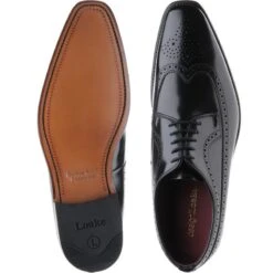 Loake Clint Brogues -Fashion Shoe Shop loake clint in black polished 3